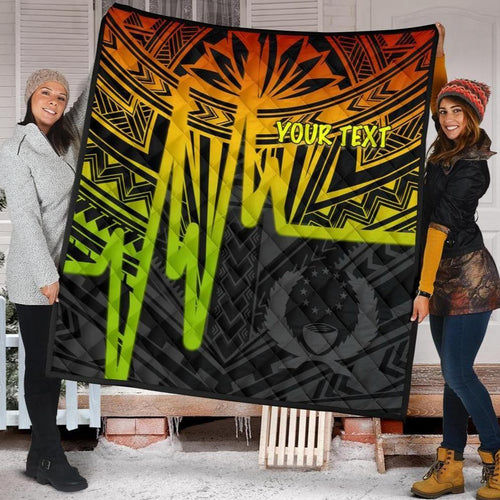 Pohnpei Personalised Premium Quilt - Pohnpei Seal In Heartbeat Patterns Style (Reggae)