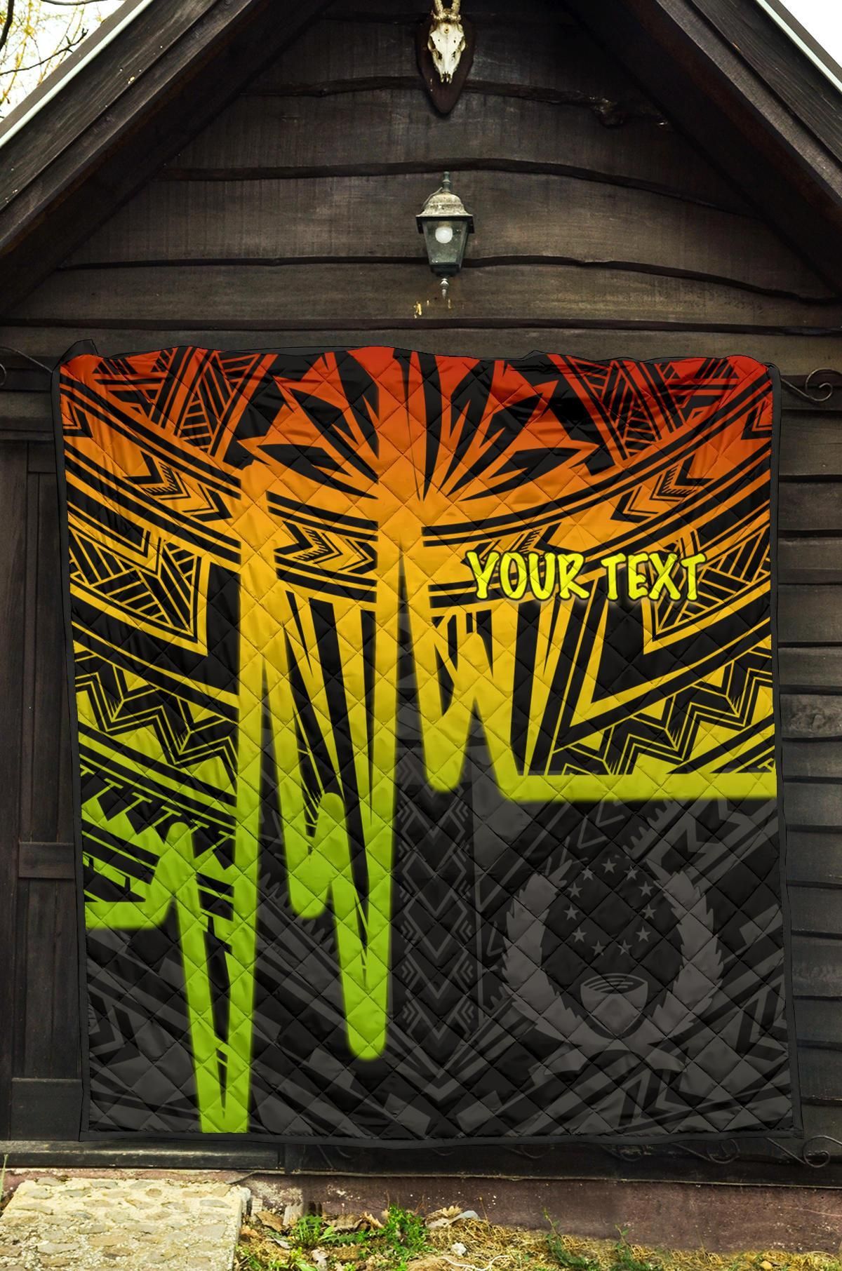 Pohnpei Personalised Premium Quilt - Pohnpei Seal In Heartbeat Patterns Style (Reggae)