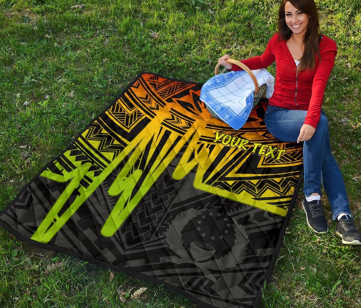 Pohnpei Personalised Premium Quilt - Pohnpei Seal In Heartbeat Patterns Style (Reggae)