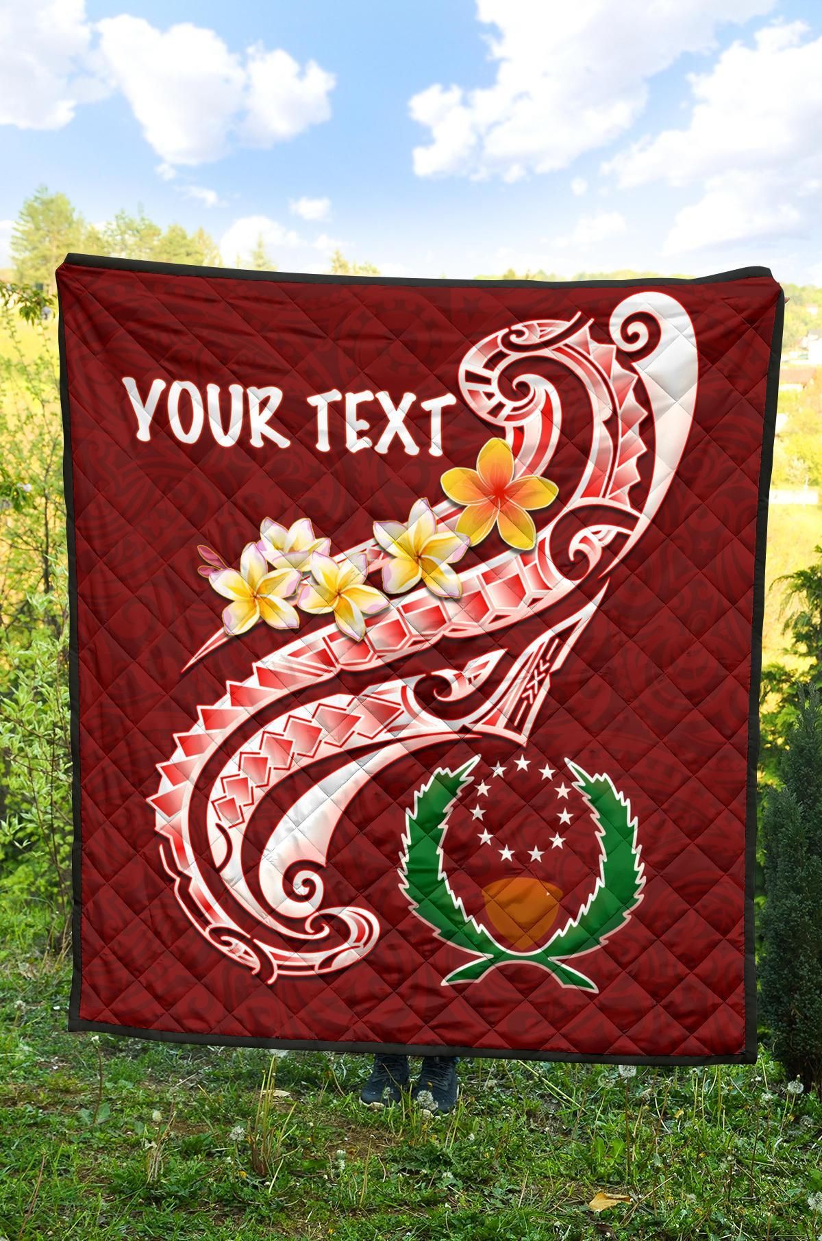 Pohnpei Personalised Premium Quilt - Pohnpei Seal Polynesian Patterns Plumeria