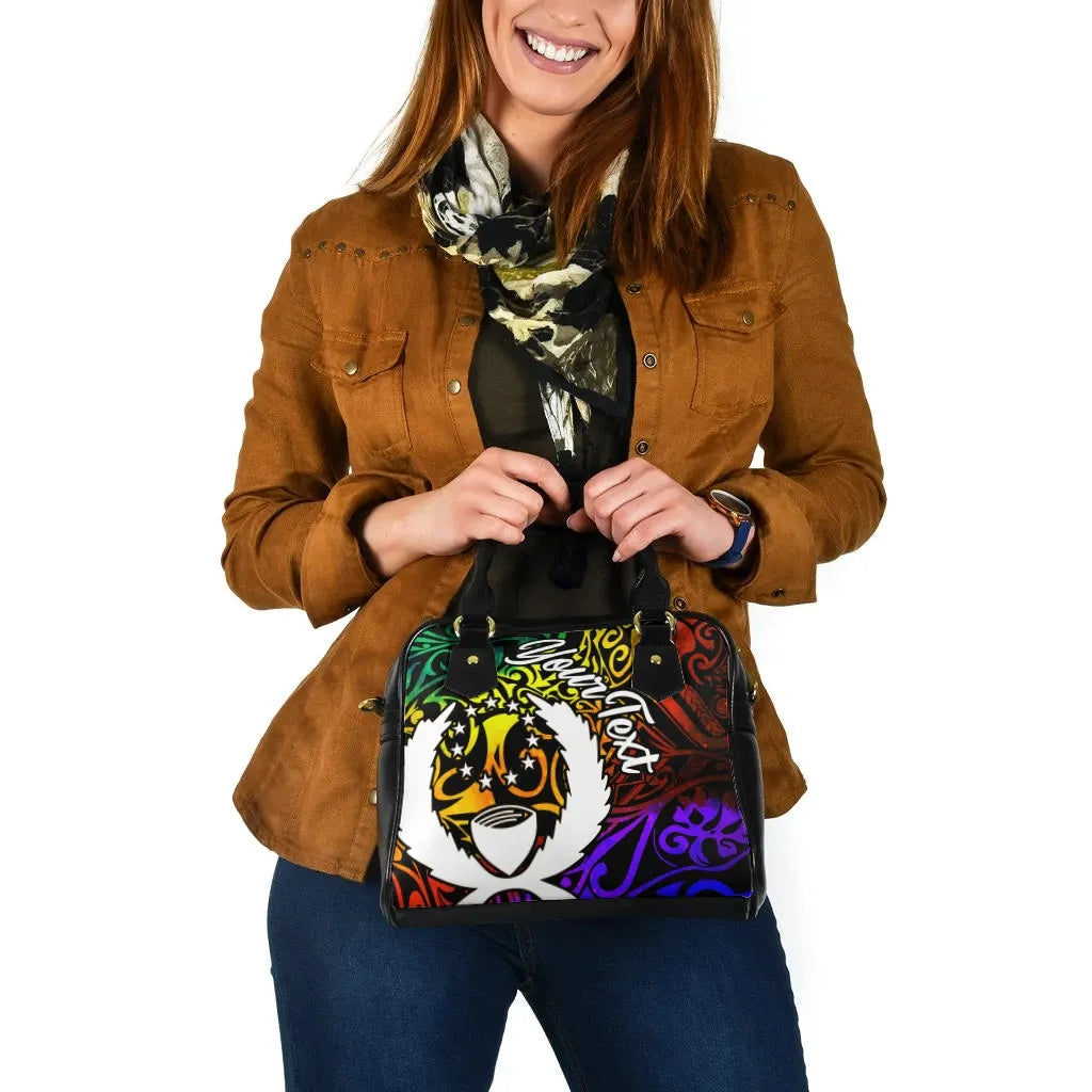 Pohnpei Personalised Shoulder Handbag - Rainbow Polynesian Pattern