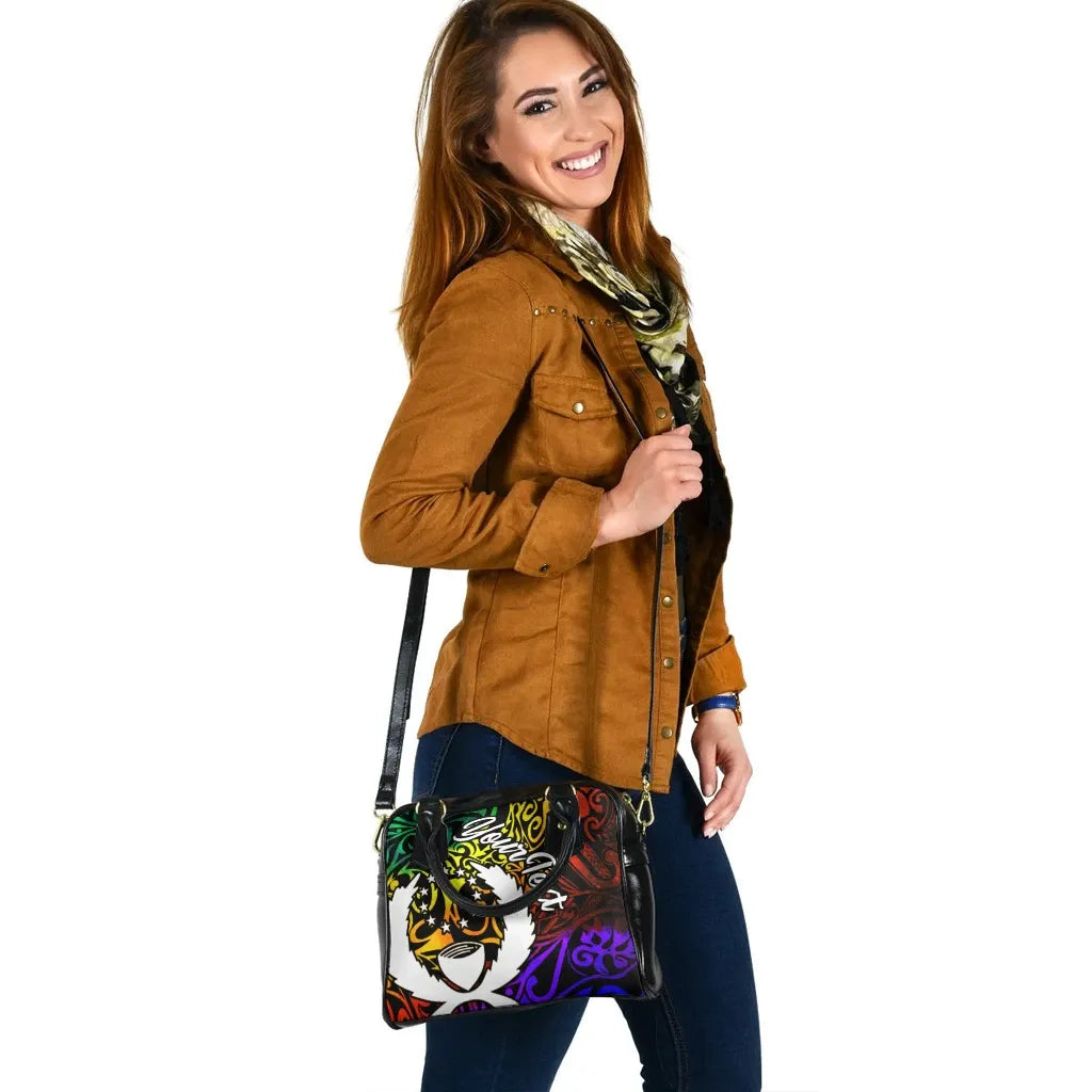 Pohnpei Personalised Shoulder Handbag - Rainbow Polynesian Pattern