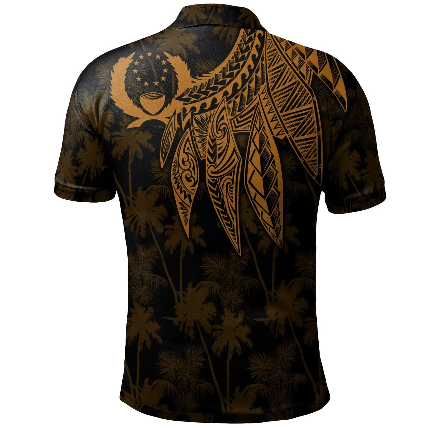 Pohnpei Polo Shirt - Polynesian Wings (Golden)