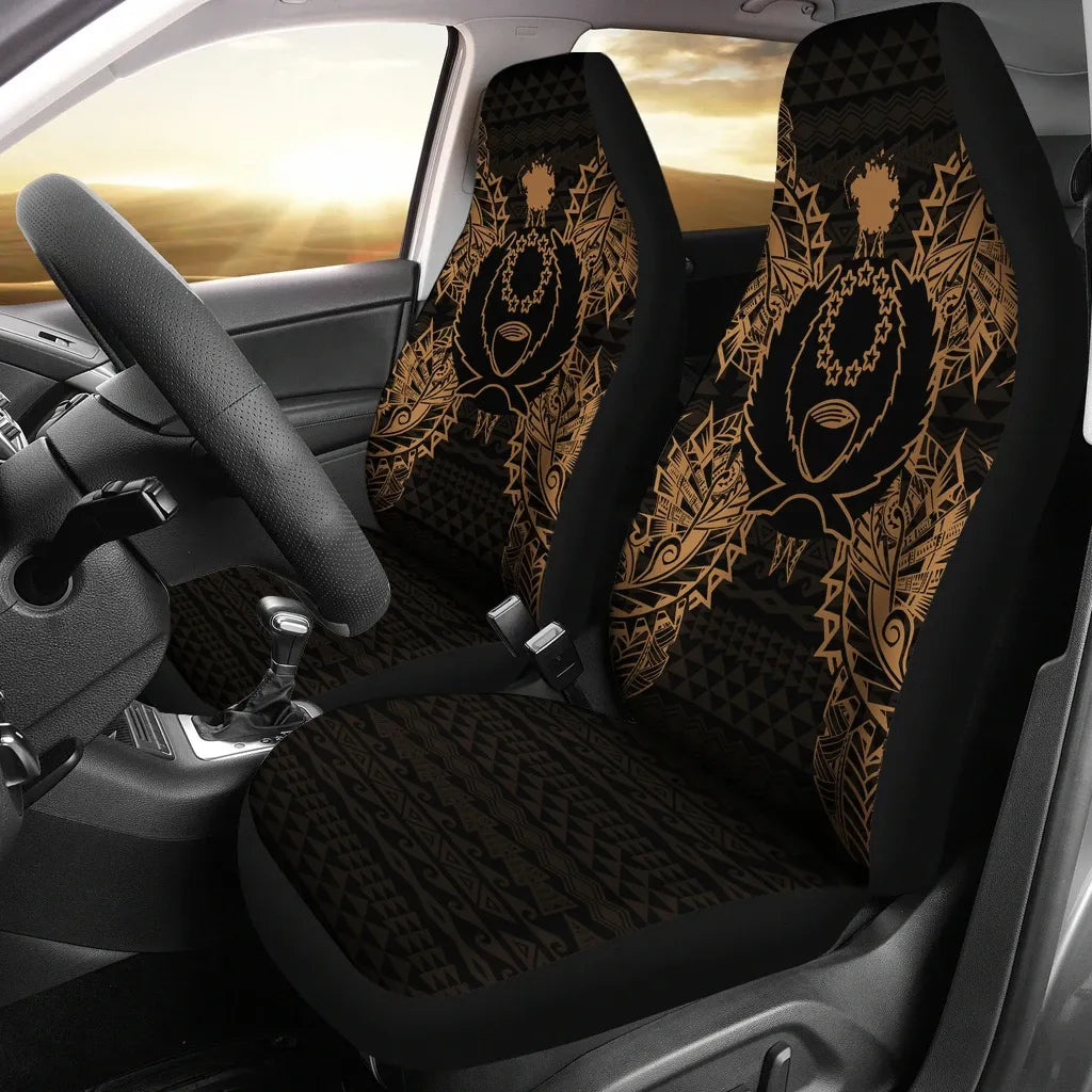 Pohnpei Car Seat Cover - Pohnpei Flag Map Gold