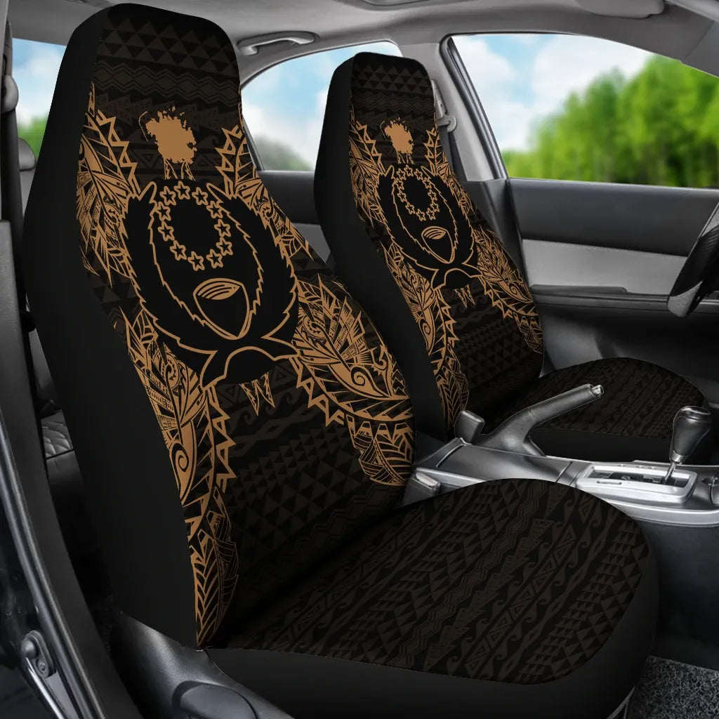 Pohnpei Car Seat Cover - Pohnpei Flag Map Gold