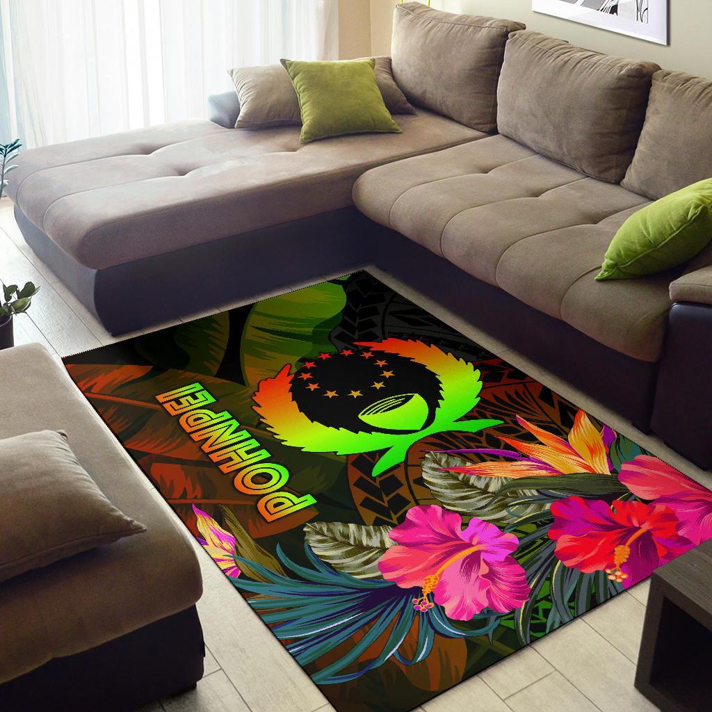 Pohnpei Polynesian Area Rug - Hibiscus and Banana Leaves
