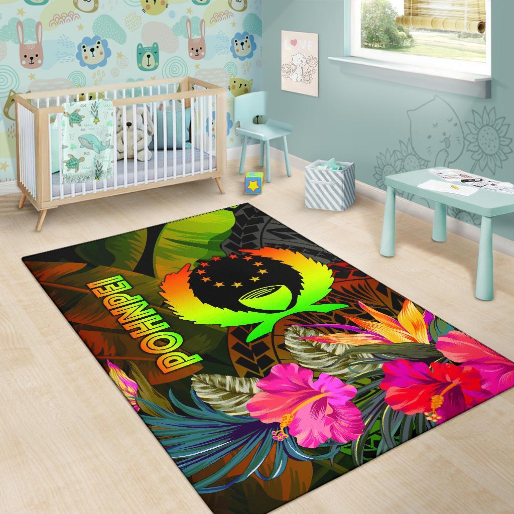Pohnpei Polynesian Area Rug - Hibiscus and Banana Leaves