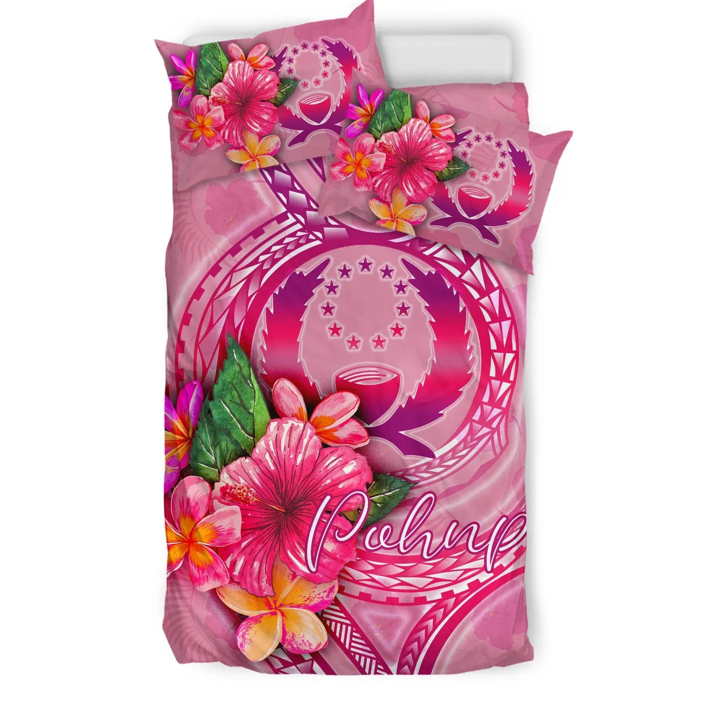 Pohnpei Polynesian Bedding Set - Floral With Seal Pink
