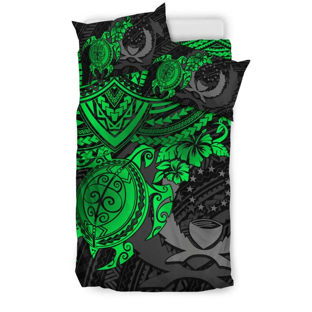Pohnpei Polynesian Duvet Cover Set - Polynesian Green Turtle