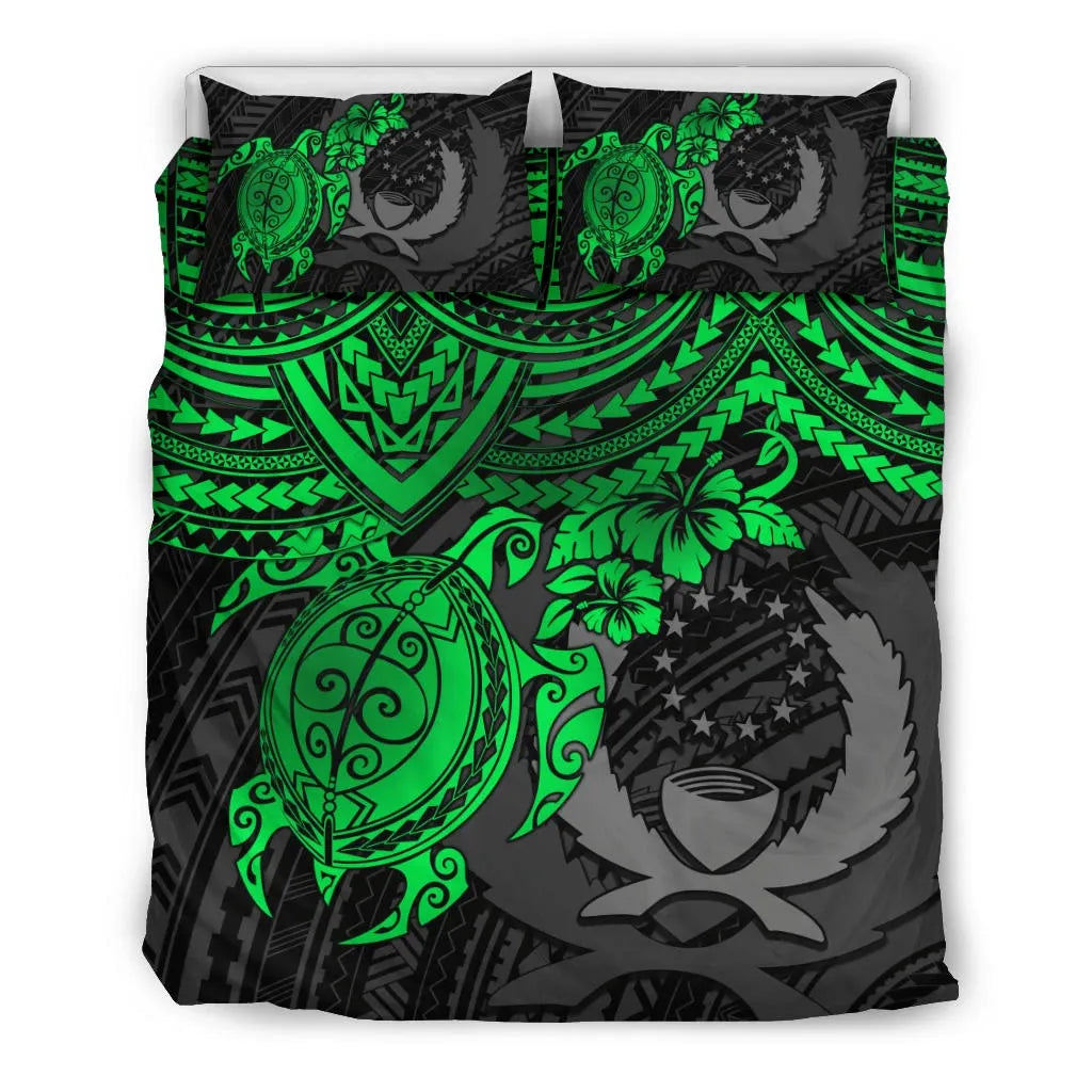 Pohnpei Polynesian Duvet Cover Set - Polynesian Green Turtle