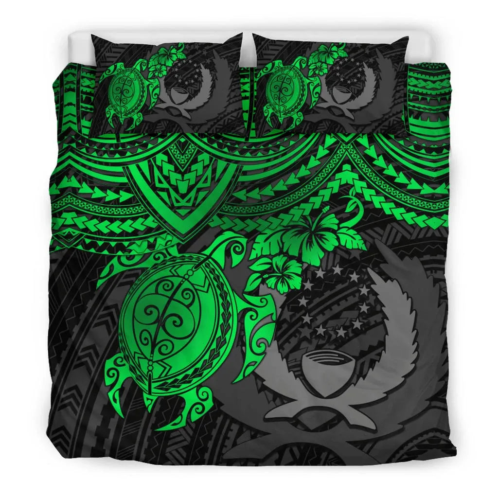 Pohnpei Polynesian Duvet Cover Set - Polynesian Green Turtle