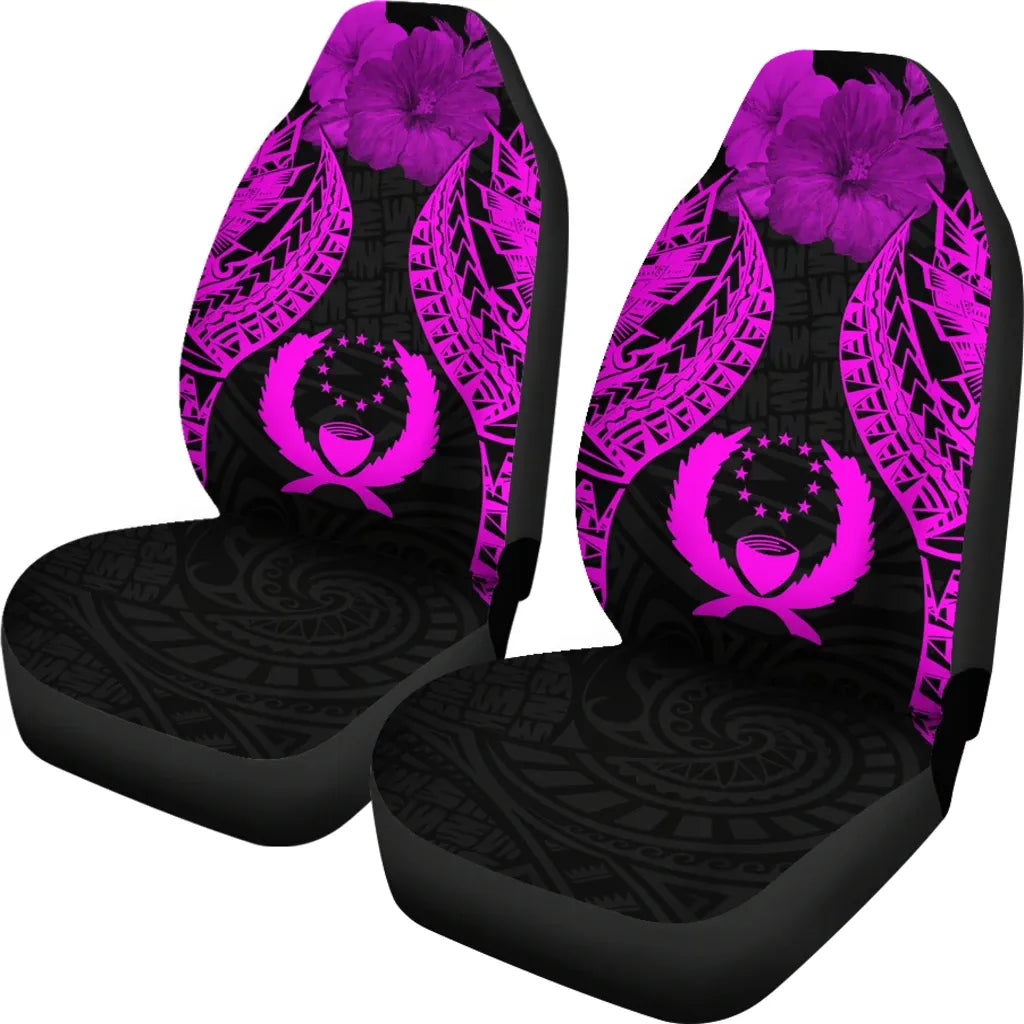 Pohnpei Polynesian Car Seat Covers Pride Seal And Hibiscus Pink