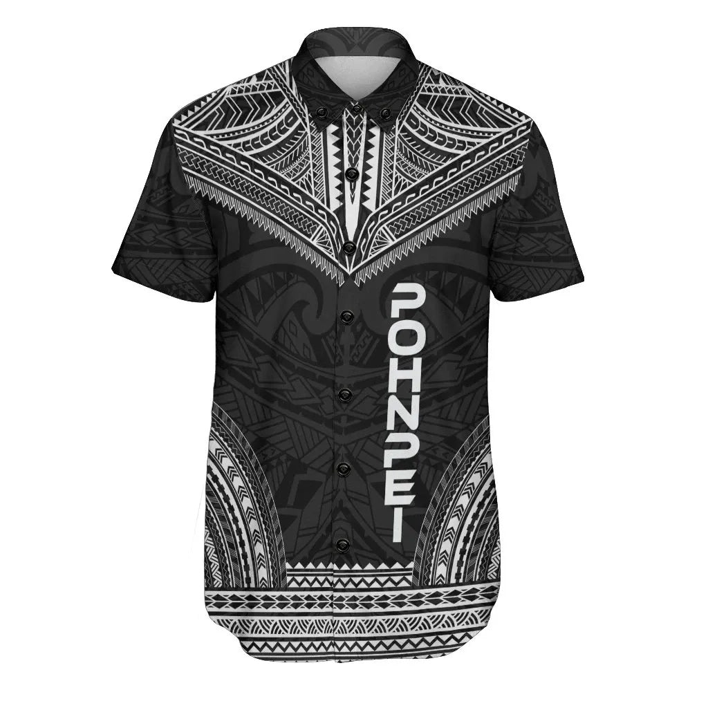 Pohnpei Polynesian Chief Short Sleeve Shirt - Black Version