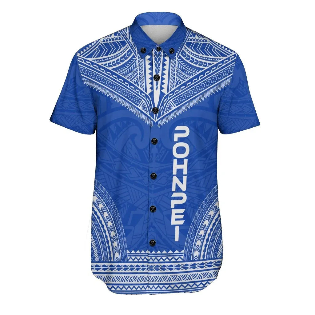 Pohnpei Polynesian Chief Short Sleeve Shirt - Flag Version
