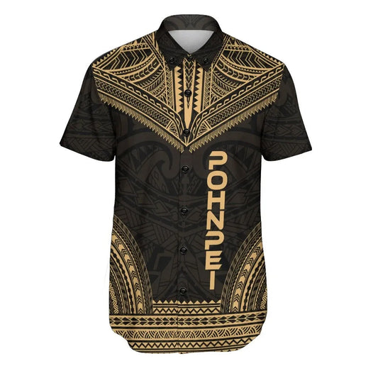 Pohnpei Polynesian Chief Short Sleeve Shirt - Gold Version