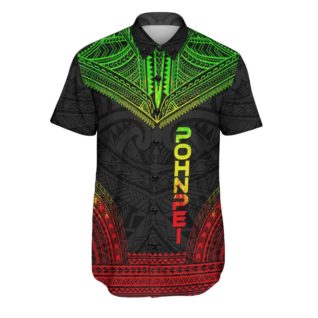 Pohnpei Polynesian Chief Short Sleeve Shirt - Reggae Version