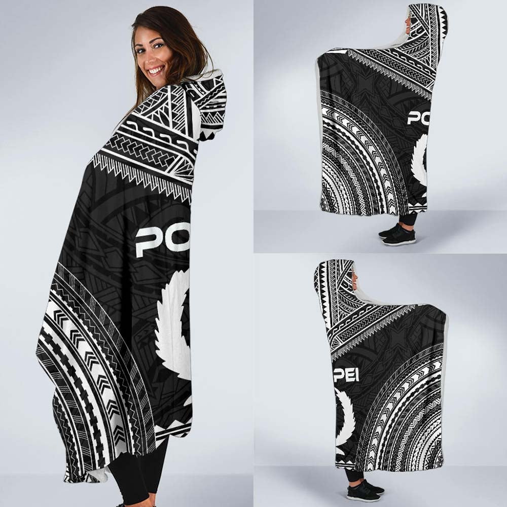 Pohnpei Polynesian Chief Hooded Blanket - Black Version