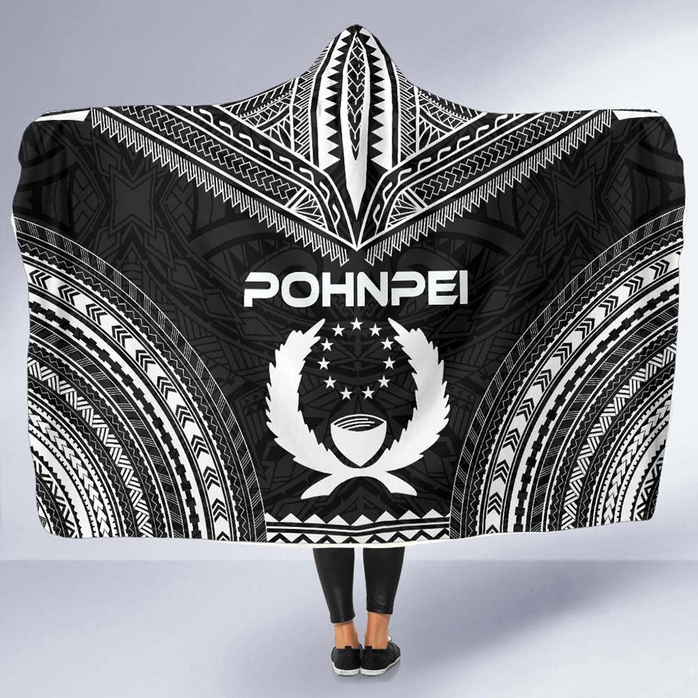 Pohnpei Polynesian Chief Hooded Blanket - Black Version