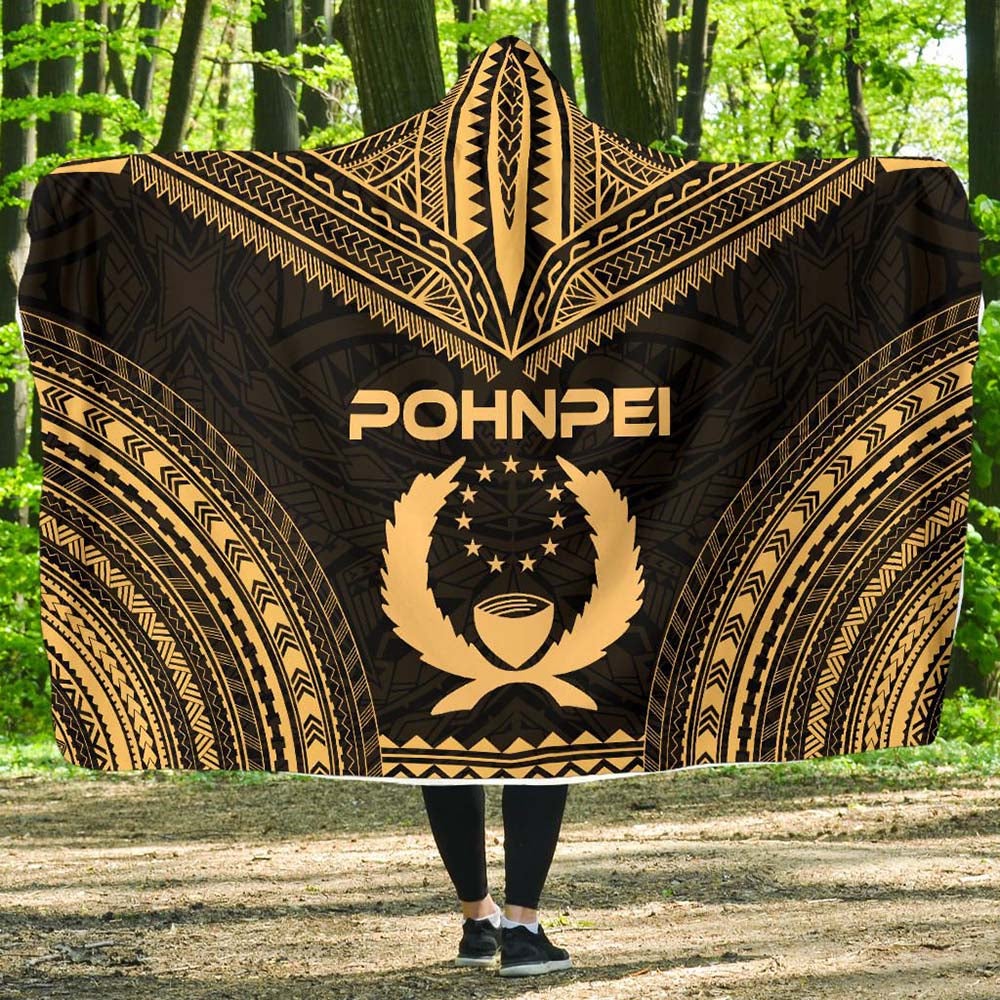 Pohnpei Polynesian Chief Hooded Blanket - Gold Version