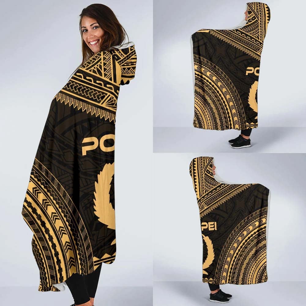 Pohnpei Polynesian Chief Hooded Blanket - Gold Version