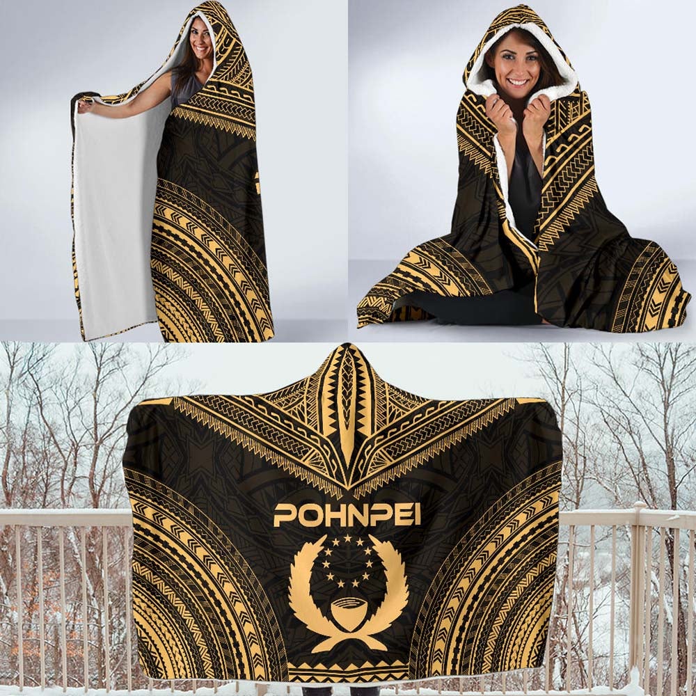 Pohnpei Polynesian Chief Hooded Blanket - Gold Version