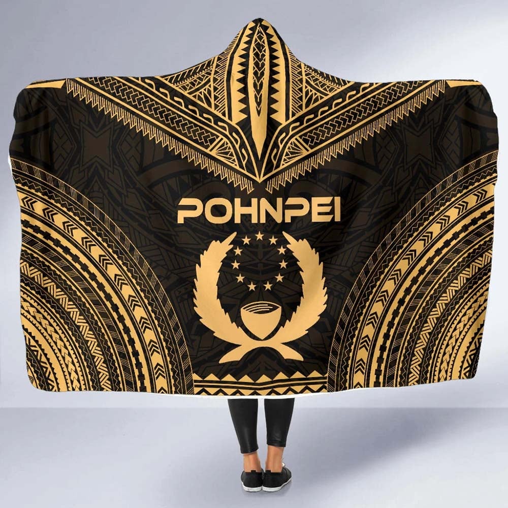 Pohnpei Polynesian Chief Hooded Blanket - Gold Version