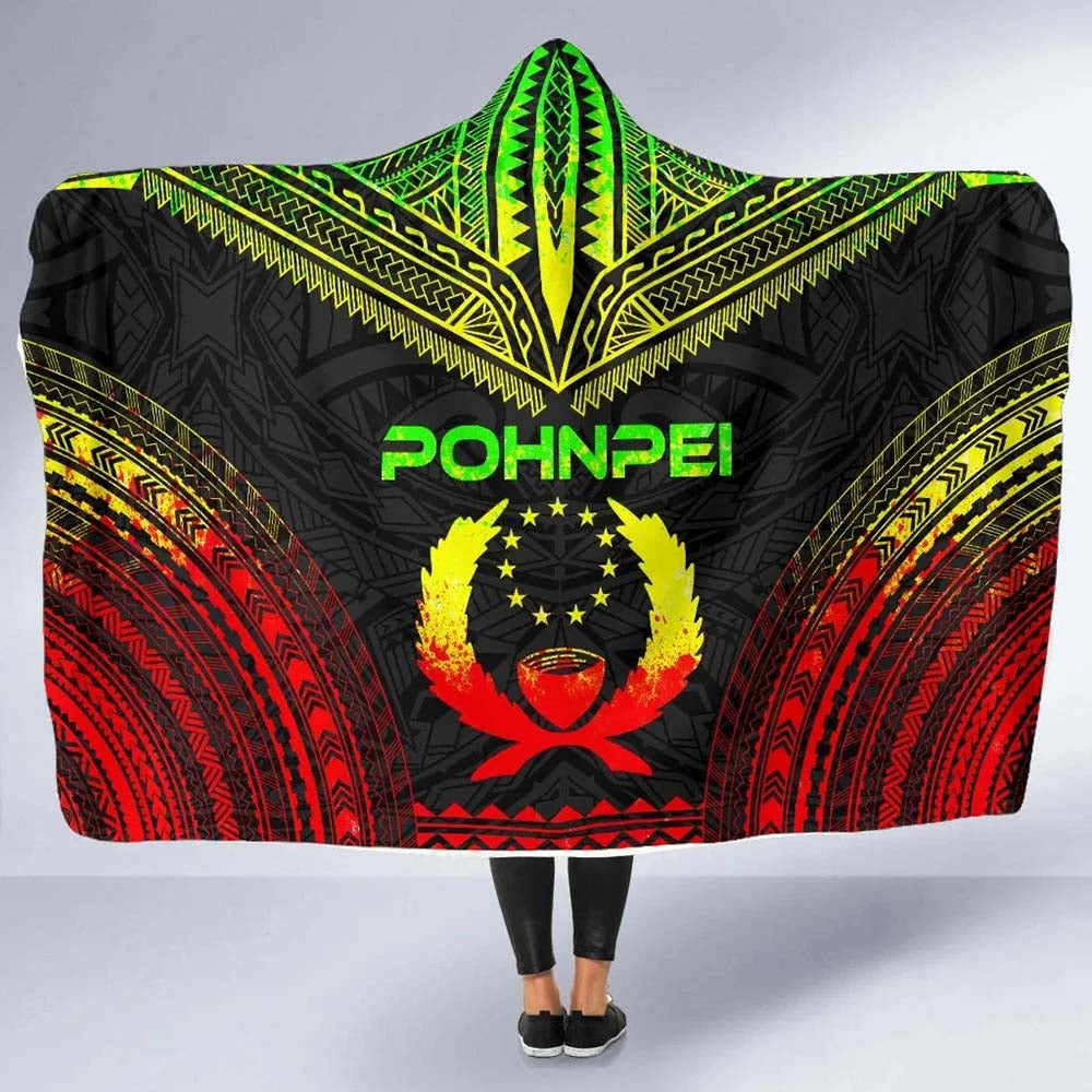 Pohnpei Polynesian Chief Hooded Blanket - Reggae Version