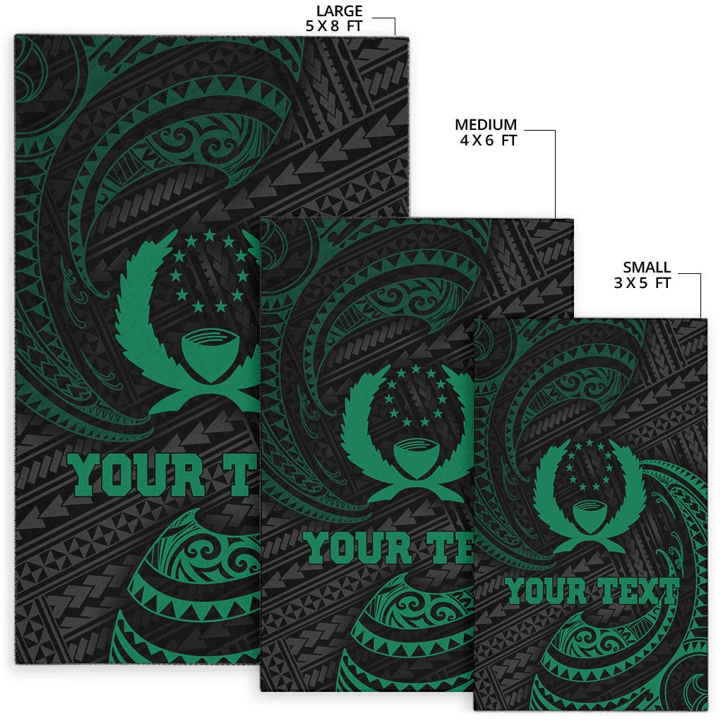 Pohnpei Polynesian Custom Personalised Area Rug - Green Tribal Wave