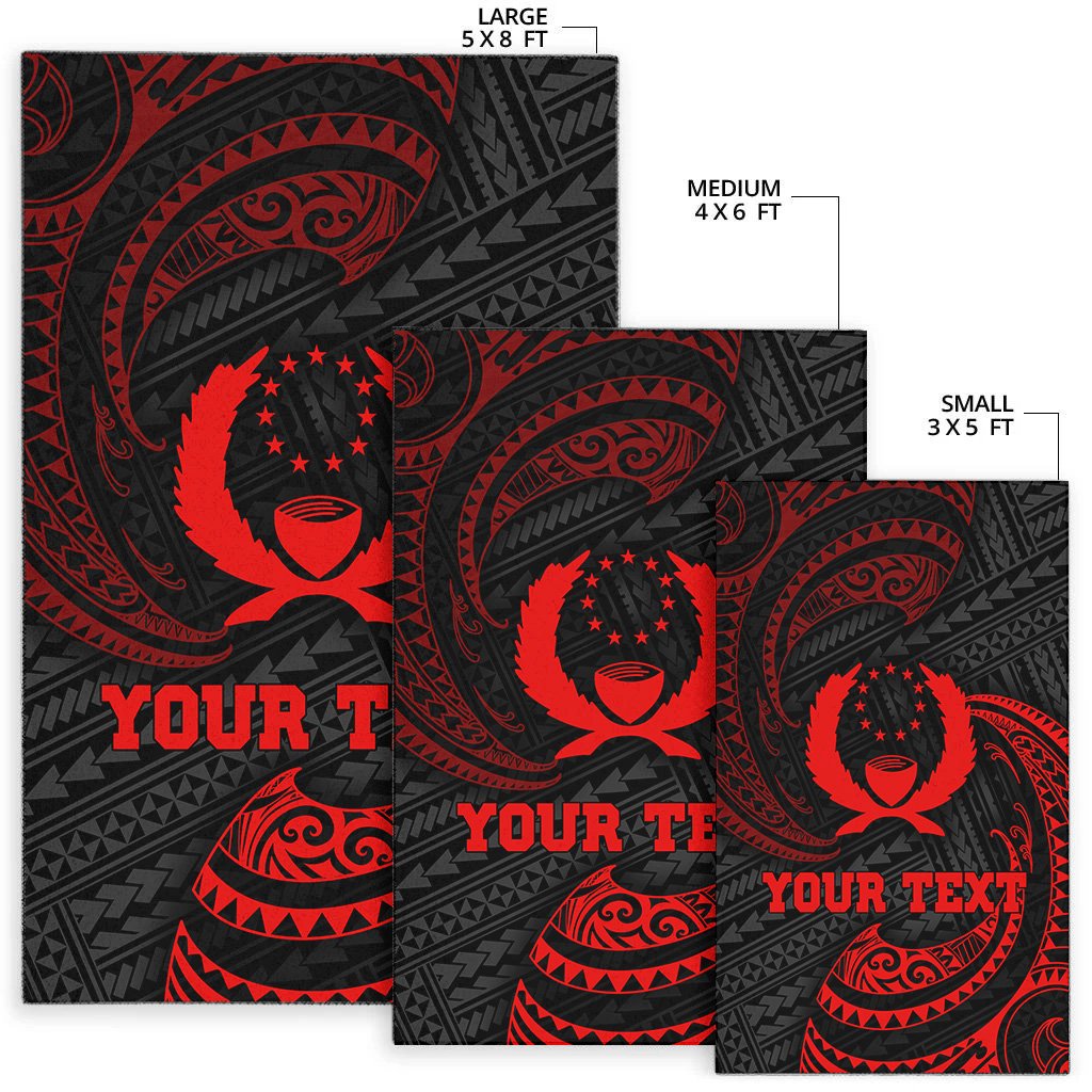 Pohnpei Polynesian Custom Personalised Area Rug - Red Tribal Wave
