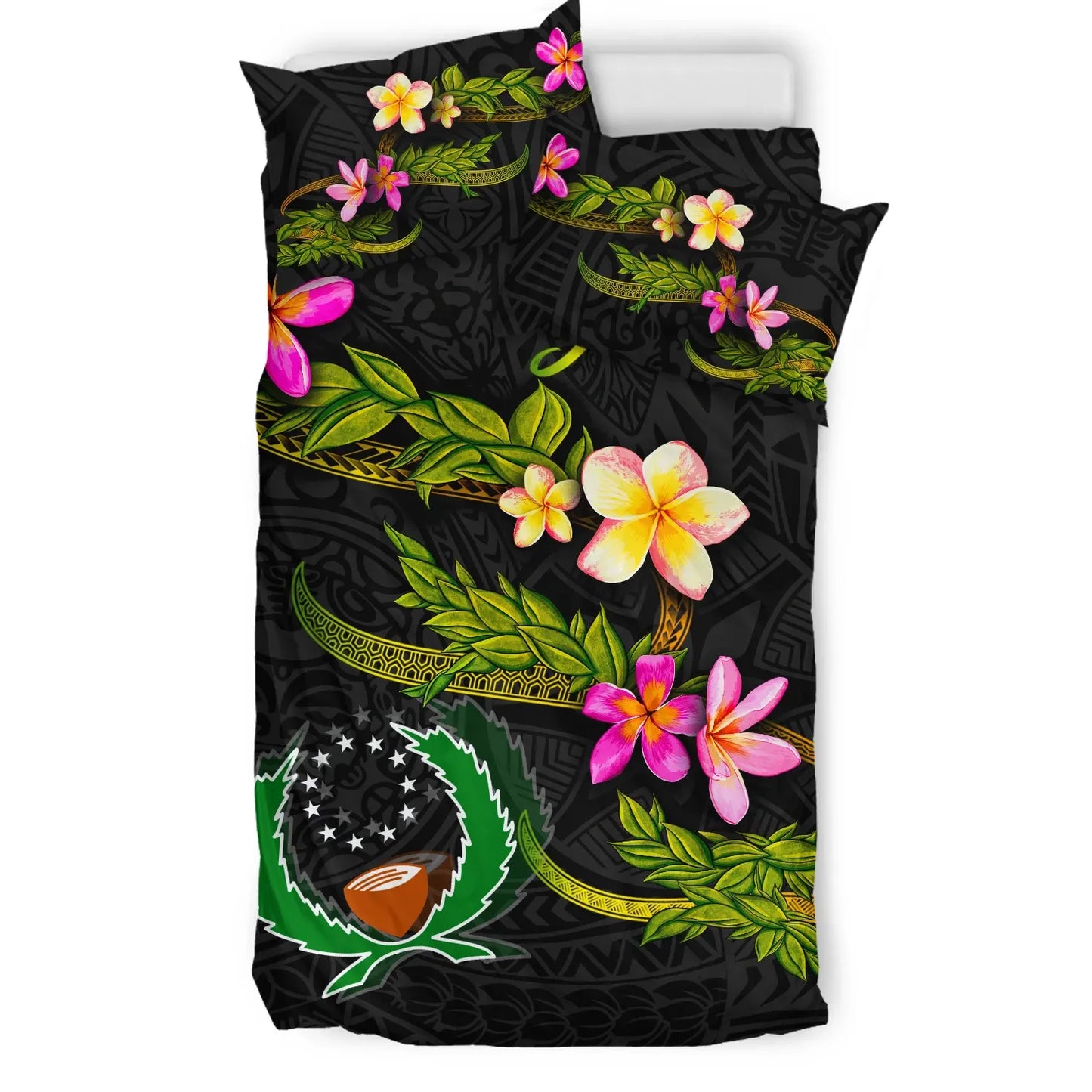 Pohnpei Polynesian Custom Personalised Bedding Set - Plumeria Tribal