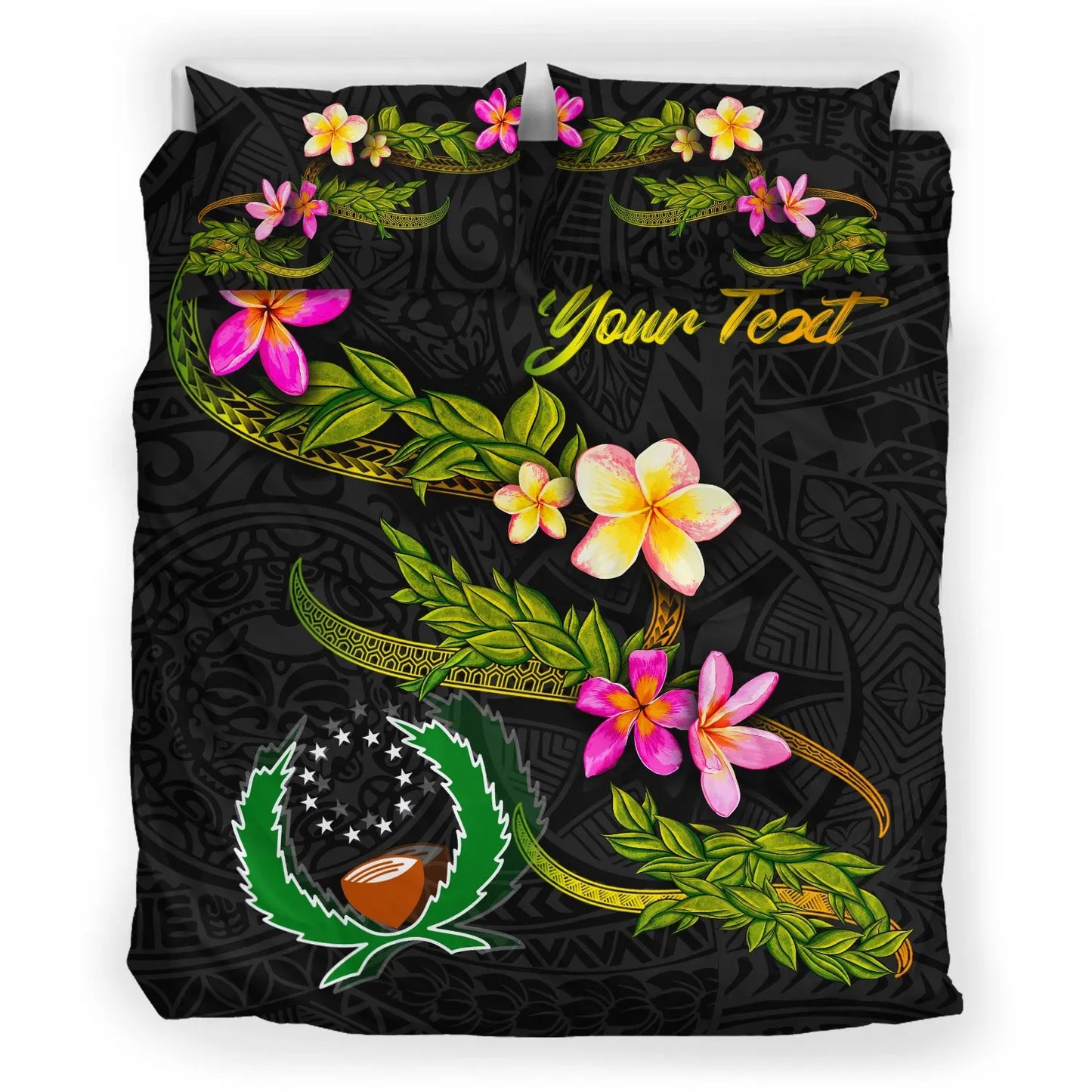 Pohnpei Polynesian Custom Personalised Bedding Set - Plumeria Tribal