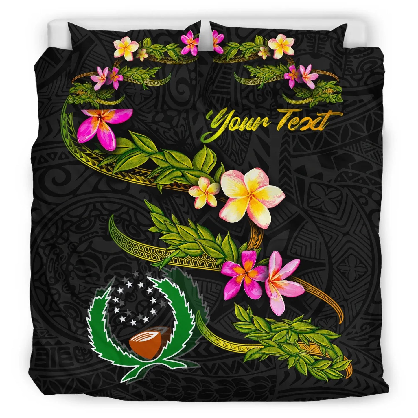 Pohnpei Polynesian Custom Personalised Bedding Set - Plumeria Tribal