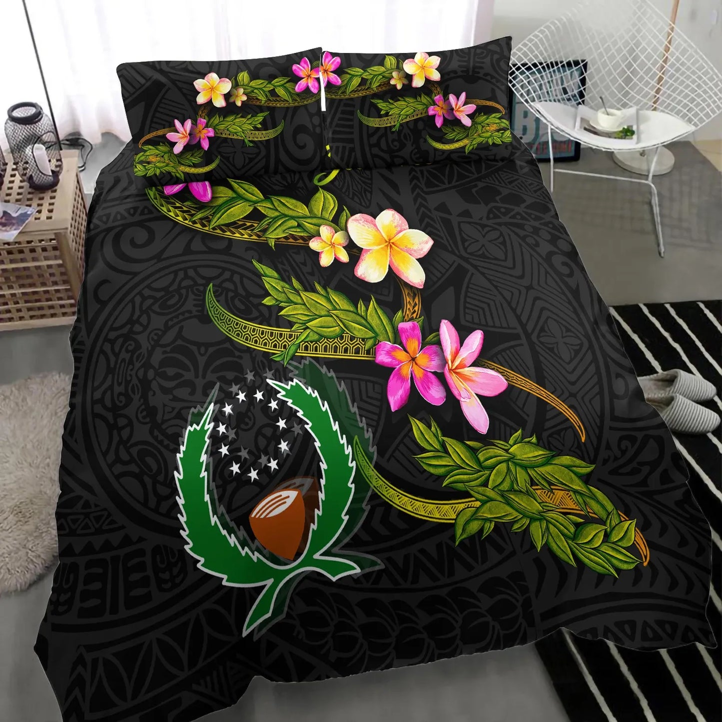 Pohnpei Polynesian Custom Personalised Bedding Set - Plumeria Tribal