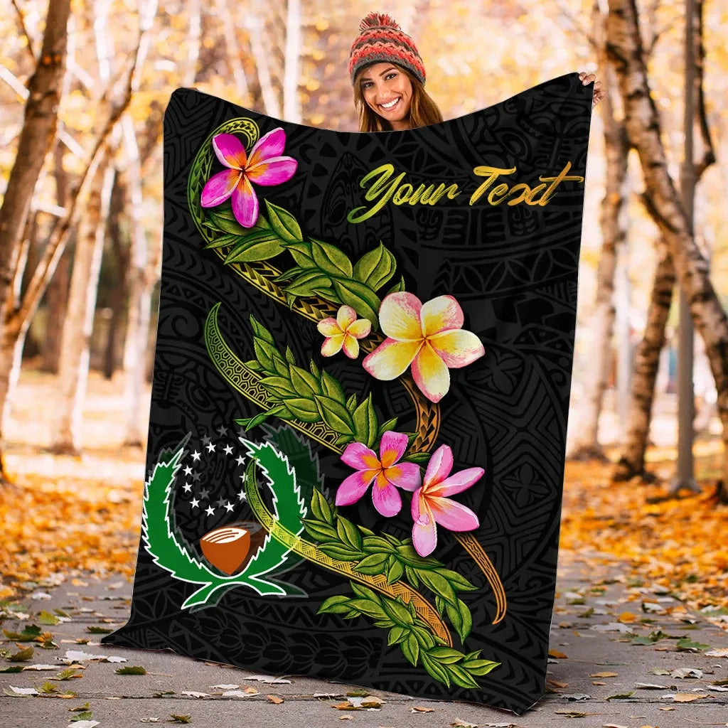 Pohnpei Polynesian Custom Personalised Blanket - Plumeria Tribal