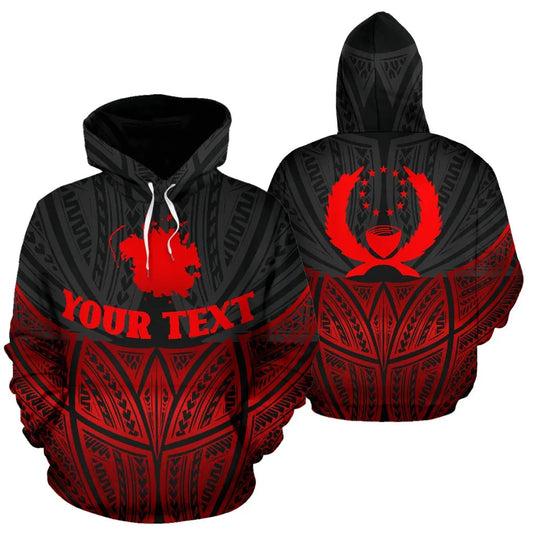 Pohnpei Polynesian Custom Personalised Hoodie Red Black Pride Map nd Seal