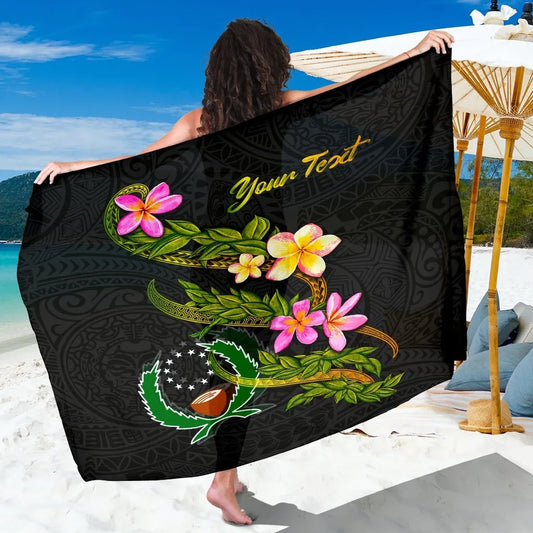 Pohnpei Polynesian Custom Personalised Sarong - Plumeria Tribal