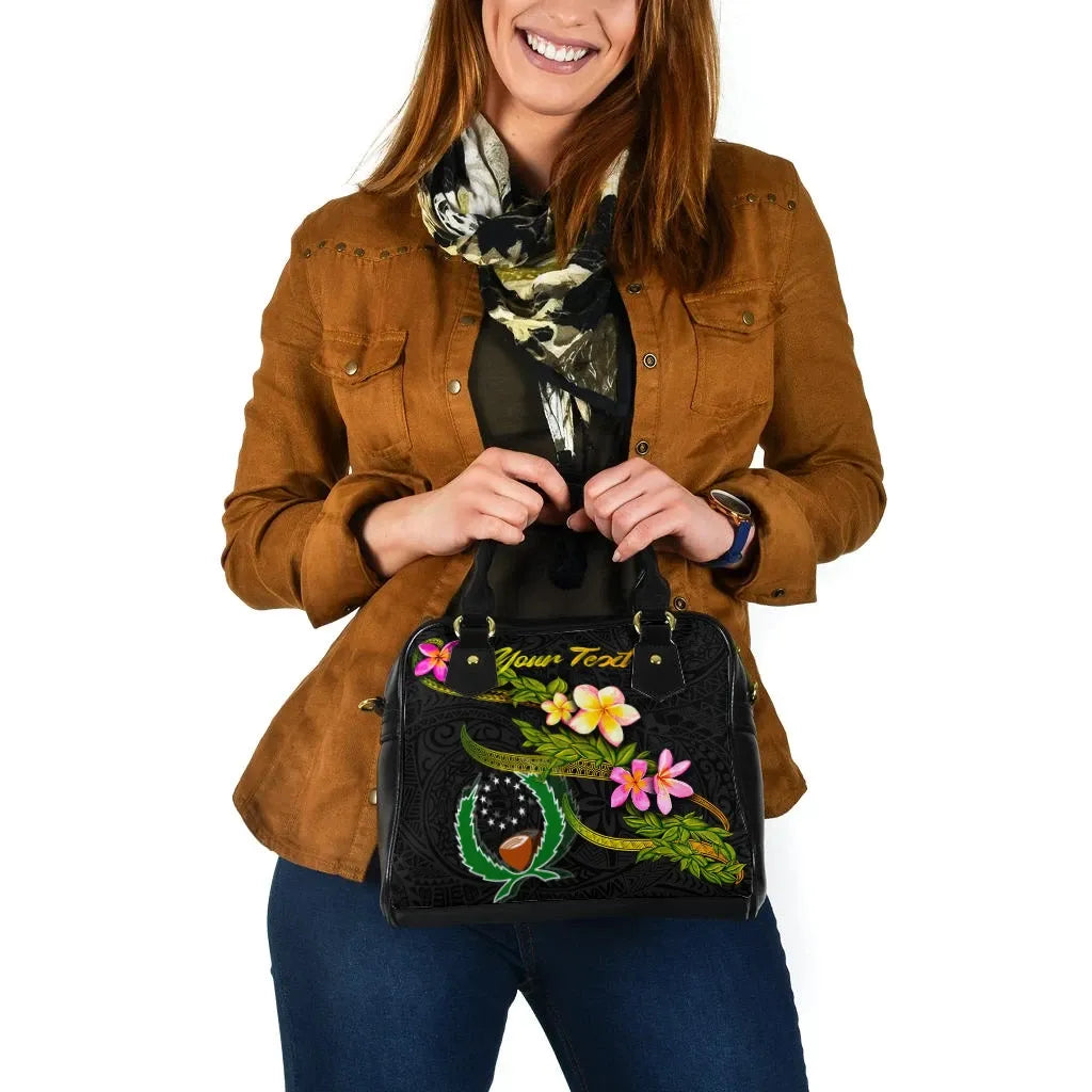 Pohnpei Polynesian Custom Personalised Shoulder Handbag - Plumeria Tribal