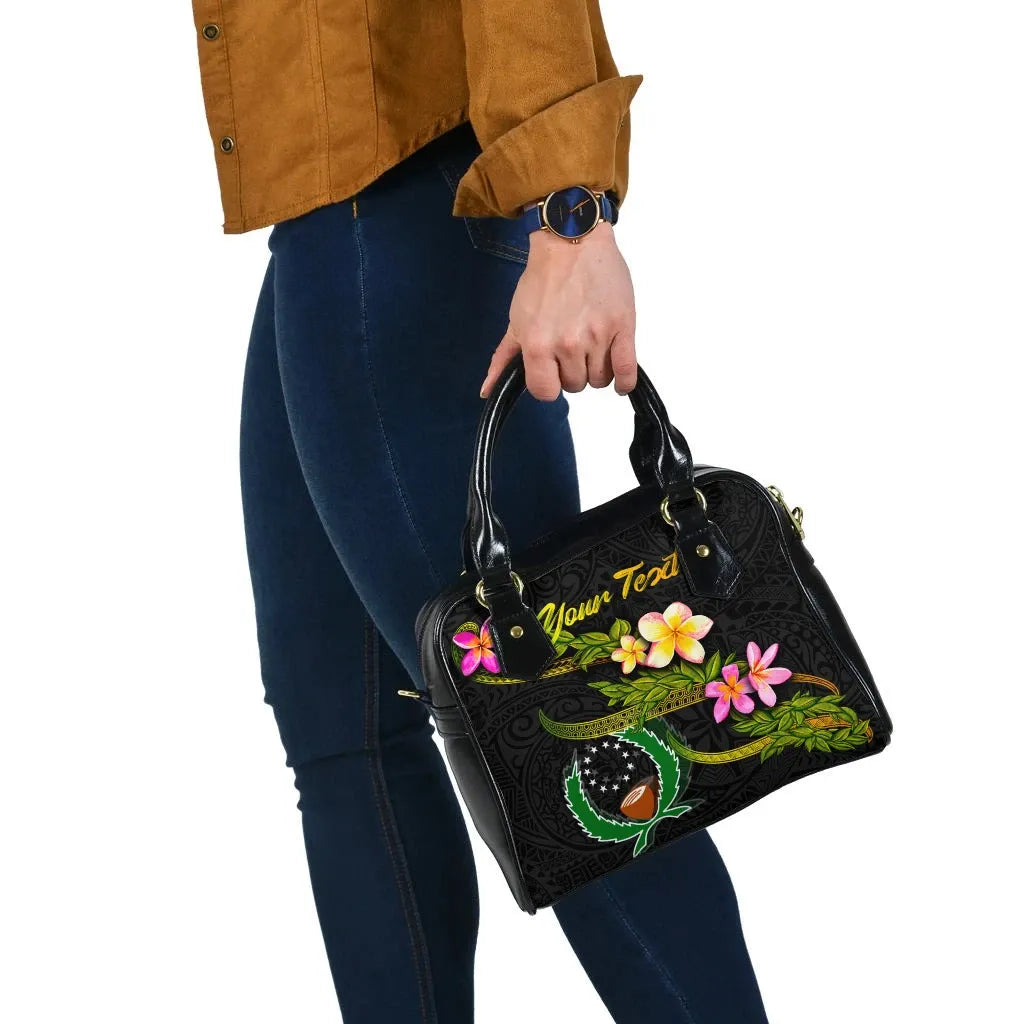 Pohnpei Polynesian Custom Personalised Shoulder Handbag - Plumeria Tribal