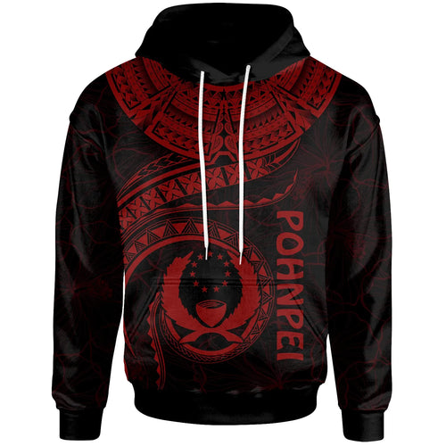 Pohnpei Polynesian Hoodie - Pohnpei Waves (Red)