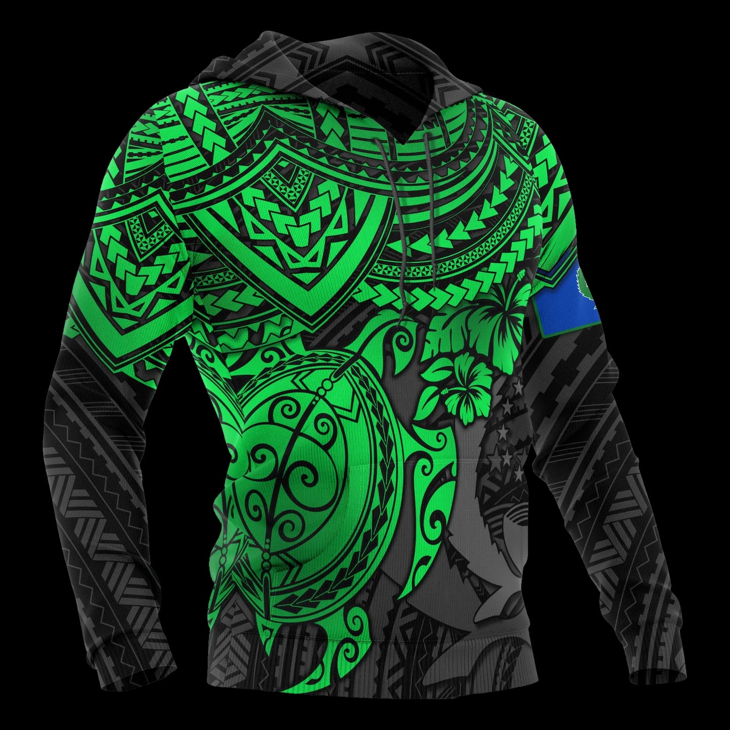 Pohnpei Polynesian Hoodie - Polynesian Green Turtle