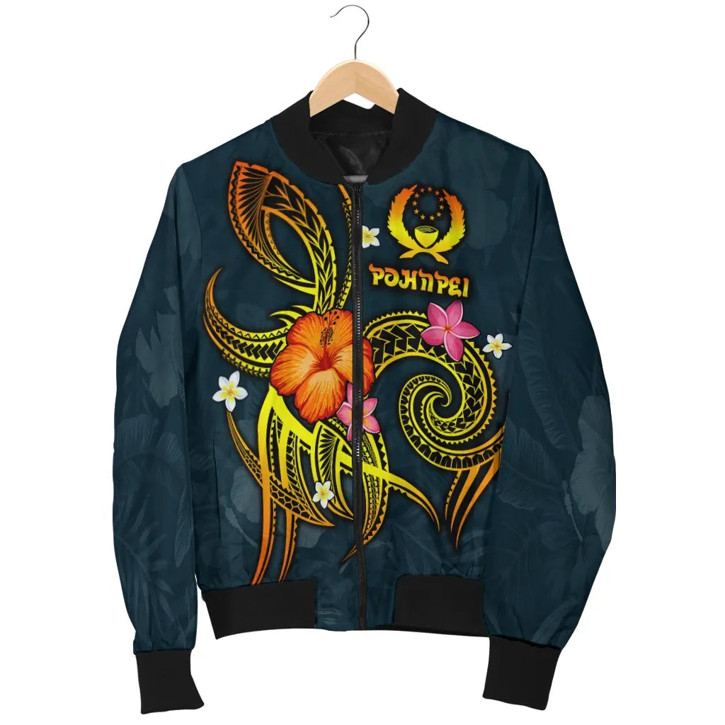 Pohnpei Polynesian Bomber Jacket - Legend of Pohnpei (Blue)