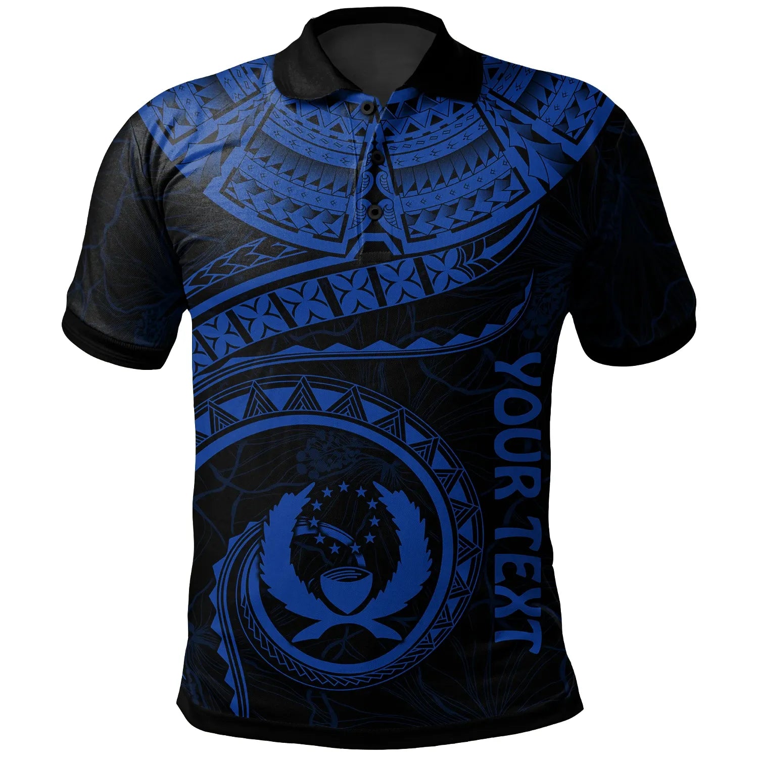 Pohnpei Polynesian Personalised Polo - Pohnpei Waves (Blue)