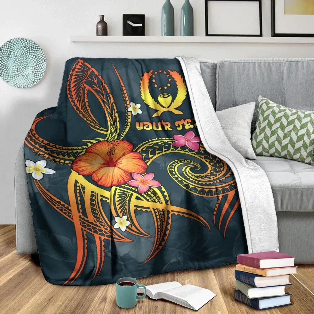 Pohnpei Polynesian Personalised Premium Blanket - Legend of Pohnpei (Blue)