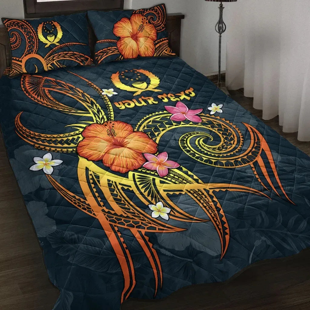 Pohnpei Polynesian Personalised Quilt Bed Set - Legend of Pohnpei (Blue)