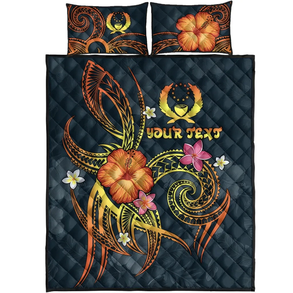 Pohnpei Polynesian Personalised Quilt Bed Set - Legend of Pohnpei (Blue)