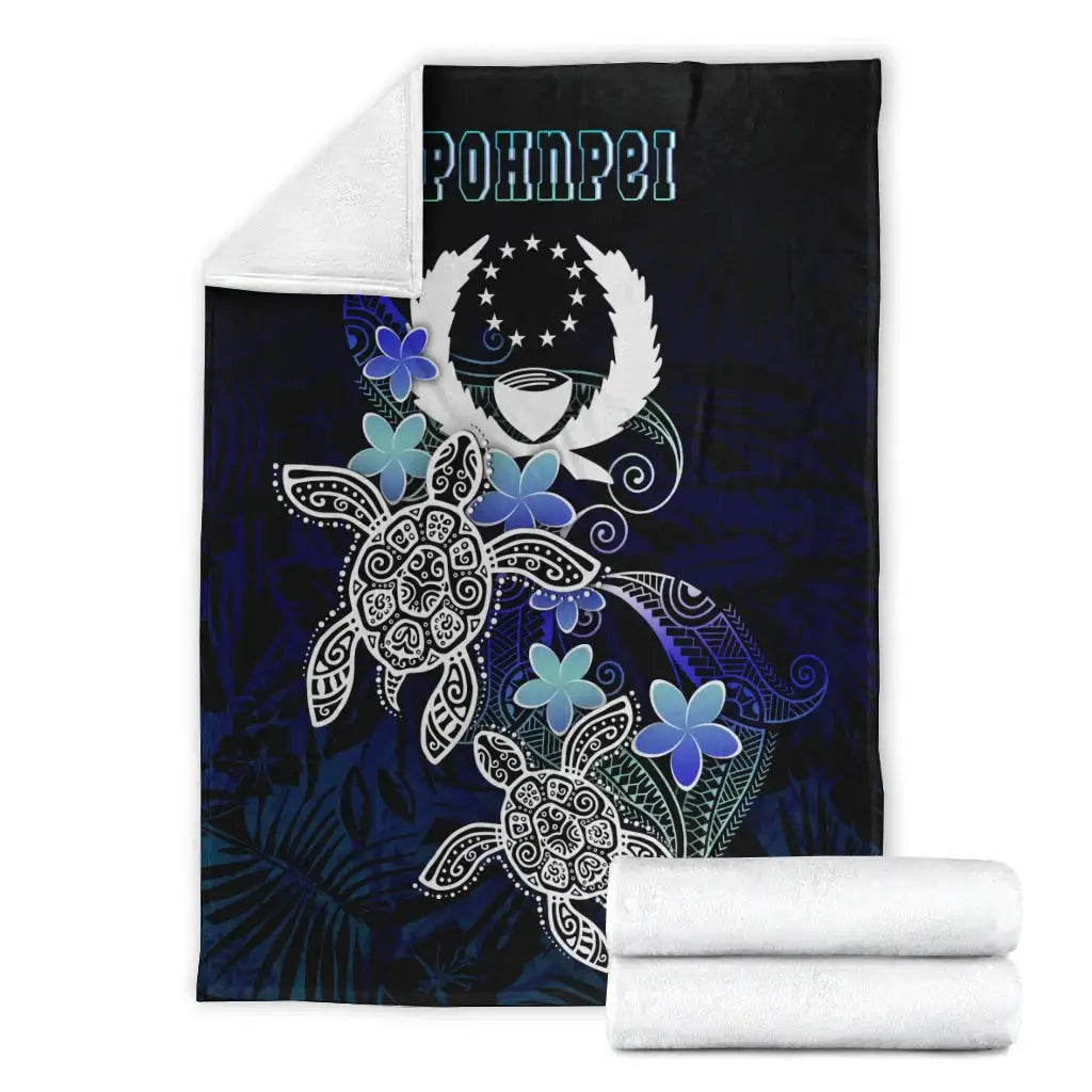 Pohnpei Polynesian Premium Blanket - Blue Turtle Couple