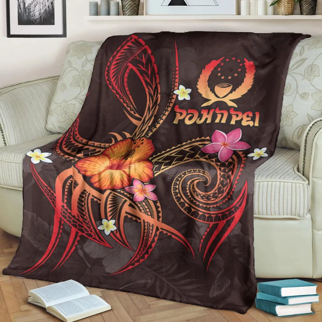 Pohnpei Polynesian Premium Blanket - Legend of Pohnpei (Red)