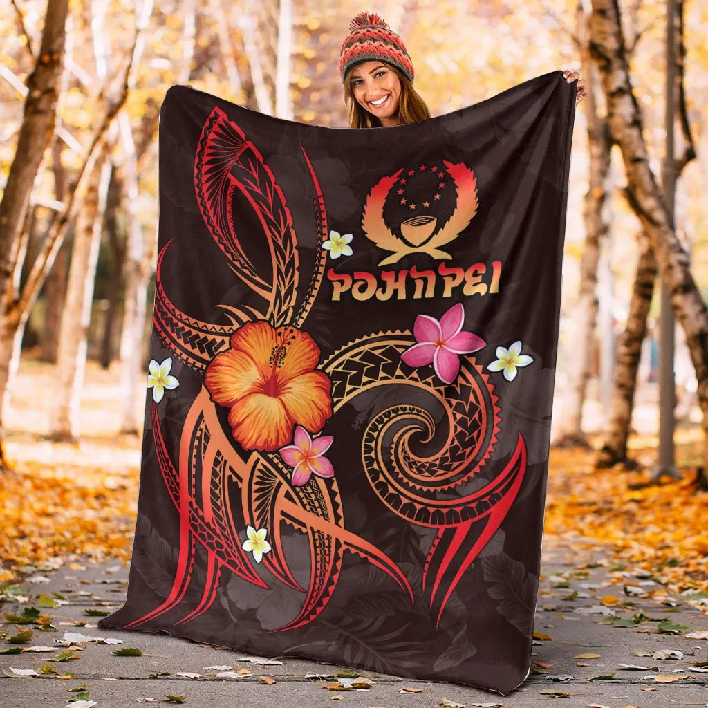 Pohnpei Polynesian Premium Blanket - Legend of Pohnpei (Red)