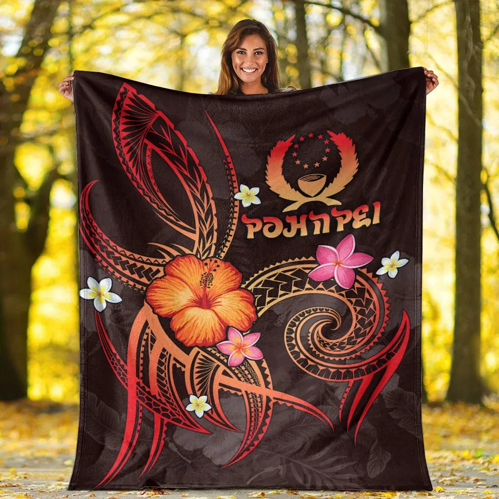 Pohnpei Polynesian Premium Blanket - Legend of Pohnpei (Red)