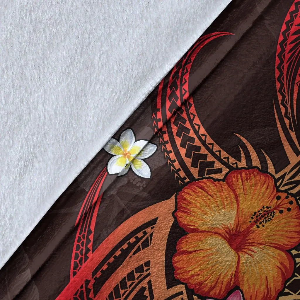 Pohnpei Polynesian Premium Blanket - Legend of Pohnpei (Red)